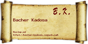 Bacher Kadosa névjegykártya